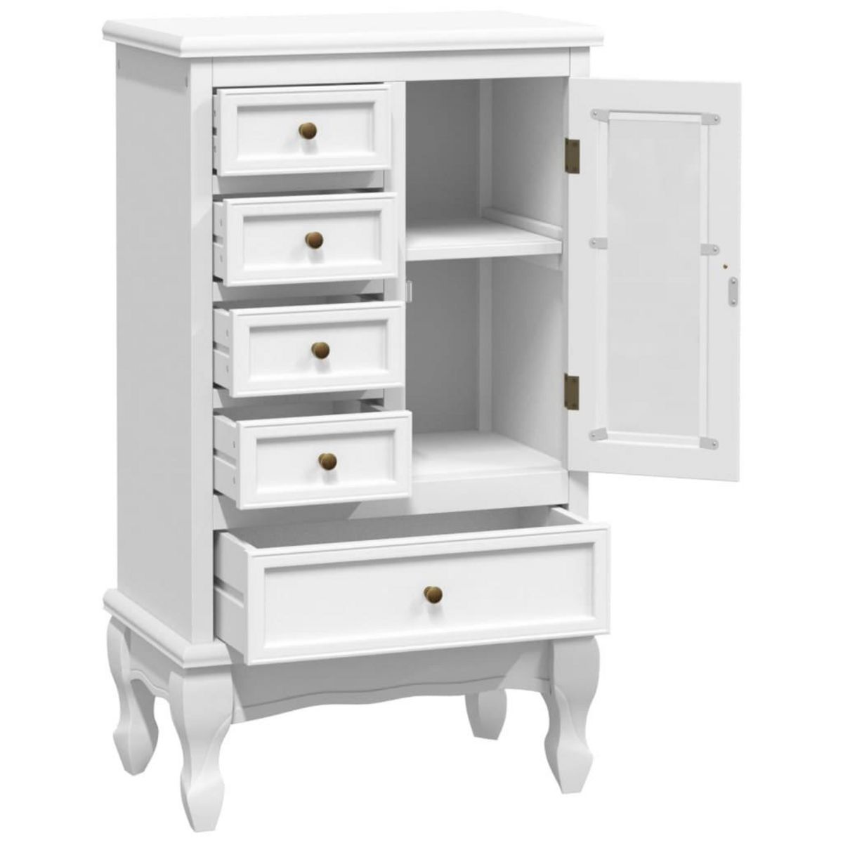 VIDAXL Armoire avec 5 tiroirs et 2 etageres Blanc