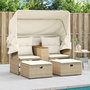 Voir la diapositive 3 : VIDAXL Canape de jardin 2 places avec auvent et tabourets beige rotin