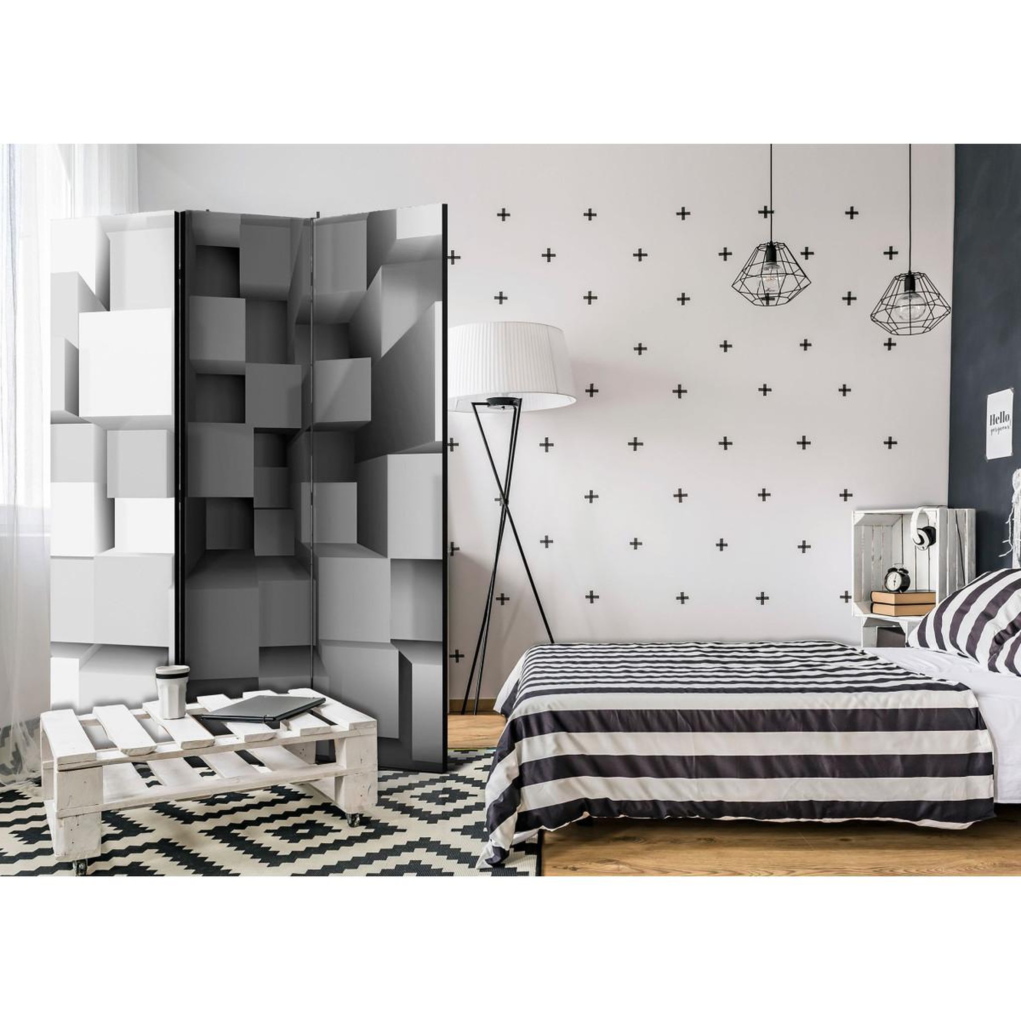 Voir la diapositive 2 : Paris Prix Paravent 3 volets  geometric puzzle  135x172cm