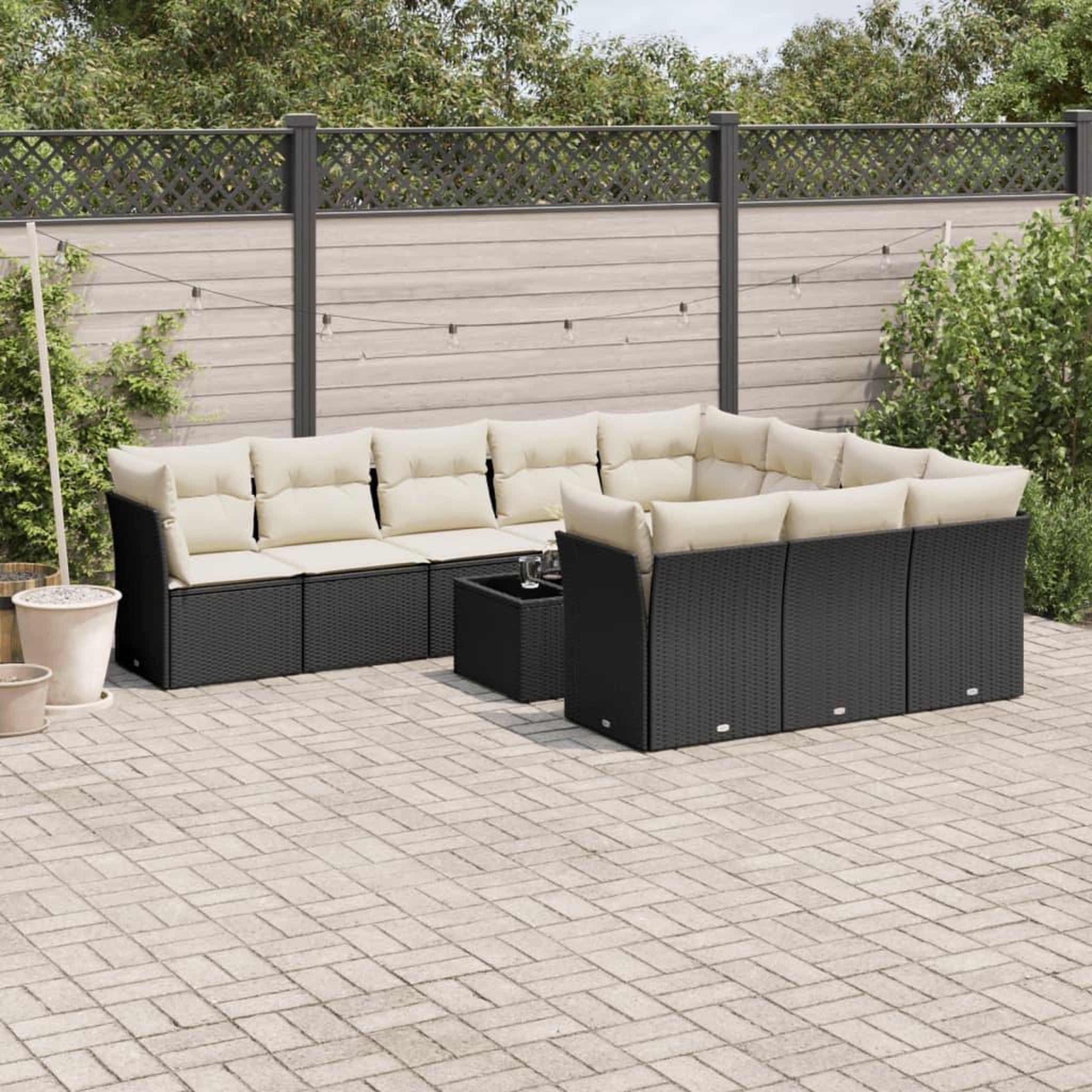 VIDAXL Salon de jardin 11 pcs avec coussins noir resine tressee