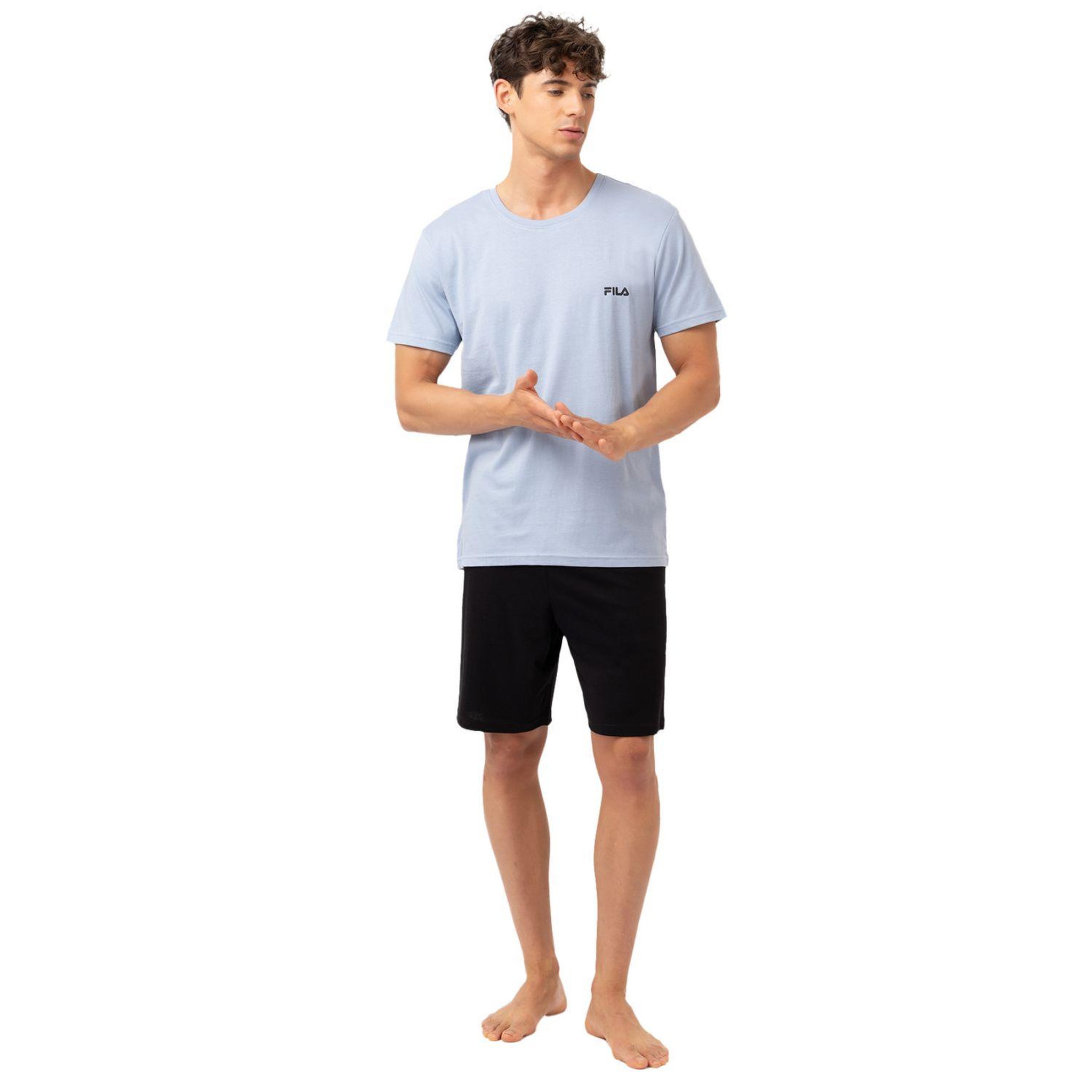 Voir la diapositive 3 : FILA Ensemble pyjama court homme en coton jersey FPS1194