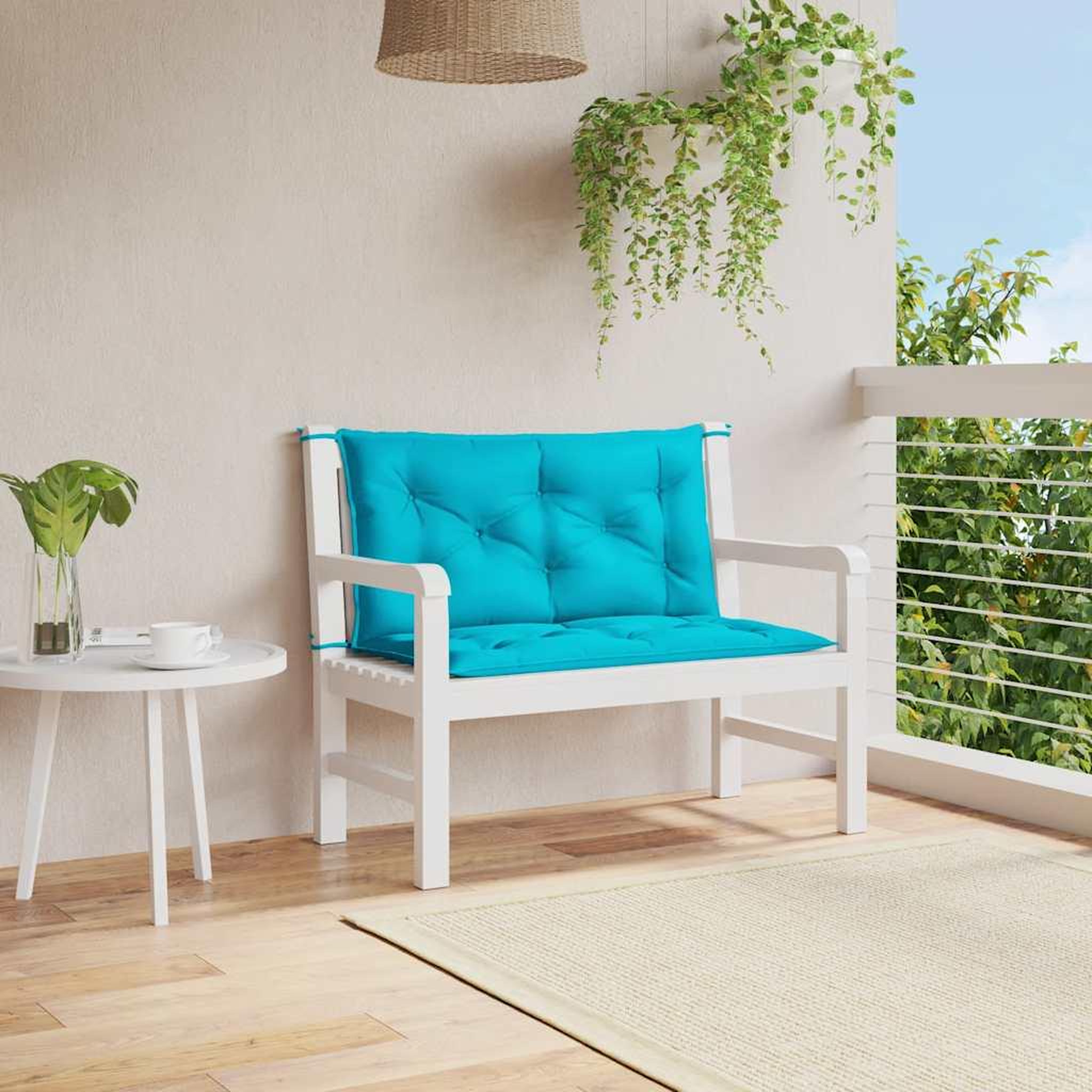VIDAXL Coussins de banc de jardin lot de 2 turquoise 100x50x7 cm tissu