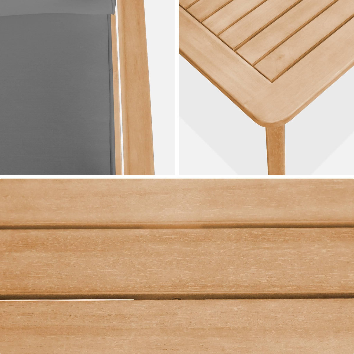 SWEEEK Salon de jardin en bois, 4 places CARNOTA