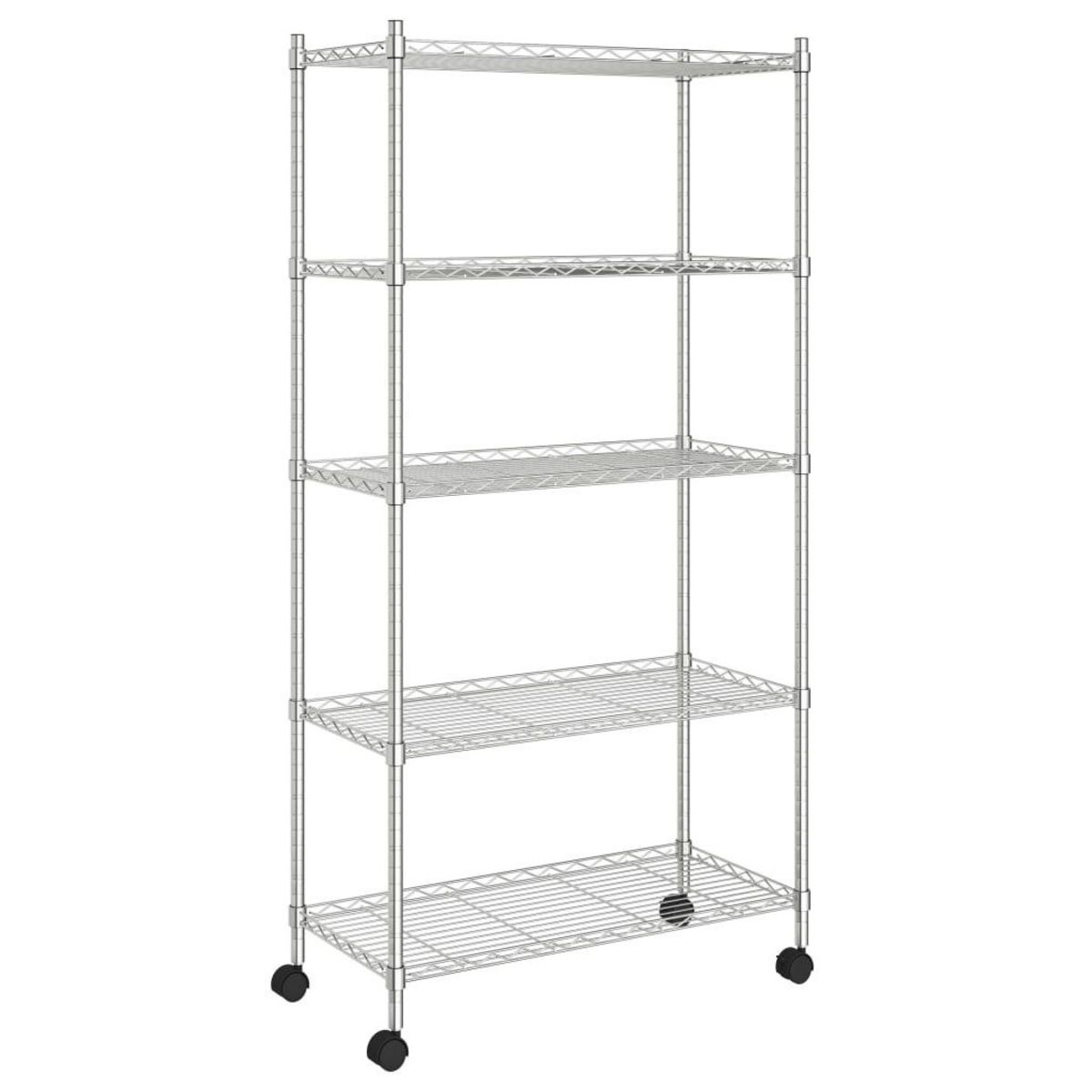 VIDAXL Etagere de rangement 5 niveaux roues 75x35x155 cm Chrome 250 kg