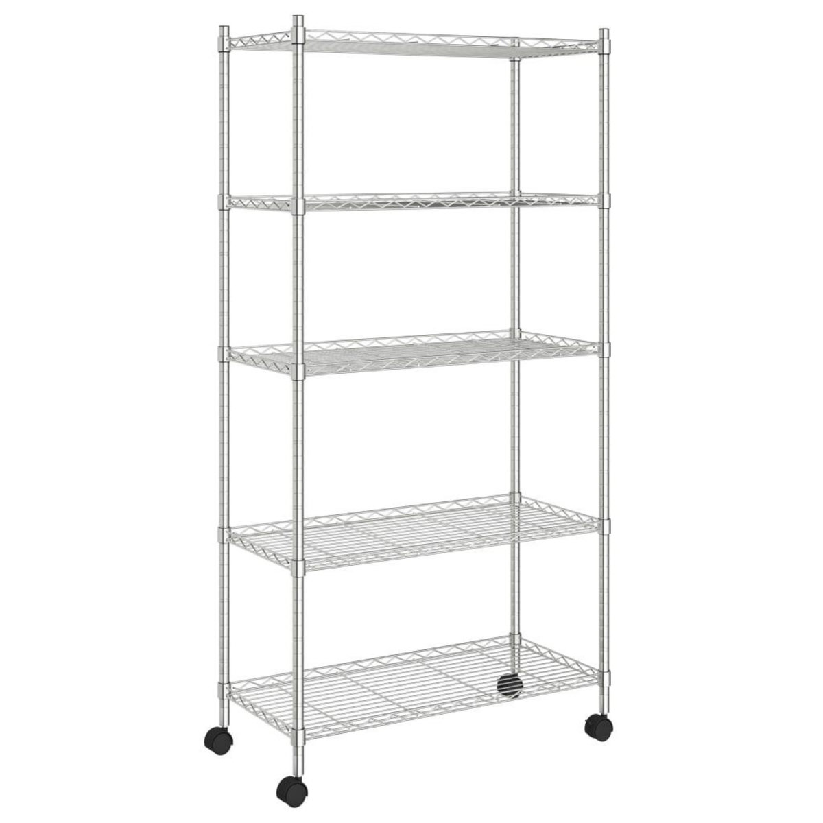 VIDAXL Etagere de rangement 5 niveaux roues 75x35x155 cm Chrome 250 kg