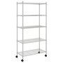 Voir la diapositive 2 : VIDAXL Etagere de rangement 5 niveaux roues 75x35x155 cm Chrome 250 kg