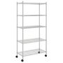 Voir la diapositive 2 : VIDAXL Etagere de rangement 5 niveaux roues 75x35x155 cm Chrome 250 kg