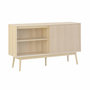 Voir la diapositive 6 : SWEEEK Buffet de rangement décor bois naturel. Linear. deux portes. deux étagères. buffet haut. vaisselier.  L 150 x P 39.5 x H 90cm