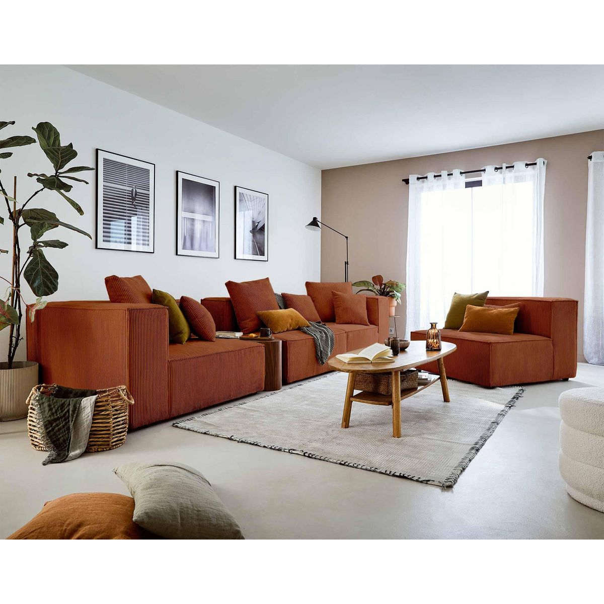 LISA DESIGN Colombine - module d'assise sans accoudoirs - en velours côtelé