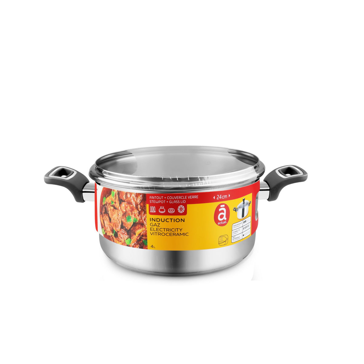 ACTUEL Marmite induction inox 24 cm  - 4 litres