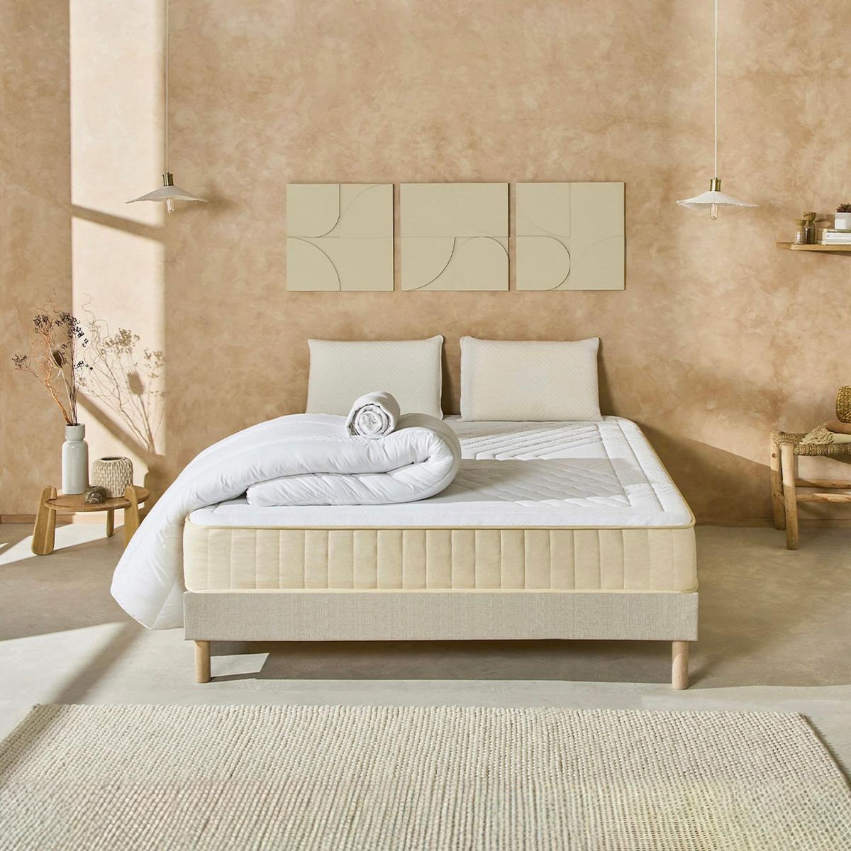 NUIT DE COTON NUIT DE COTON | Pack Prêt à dormir SYMPHONIE 2.0 | Matelas Mémoire de forme + Sommier + Accessoires