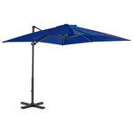 VIDAXL Parasol de jardin en porte-a-faux mat en aluminium bleu azure