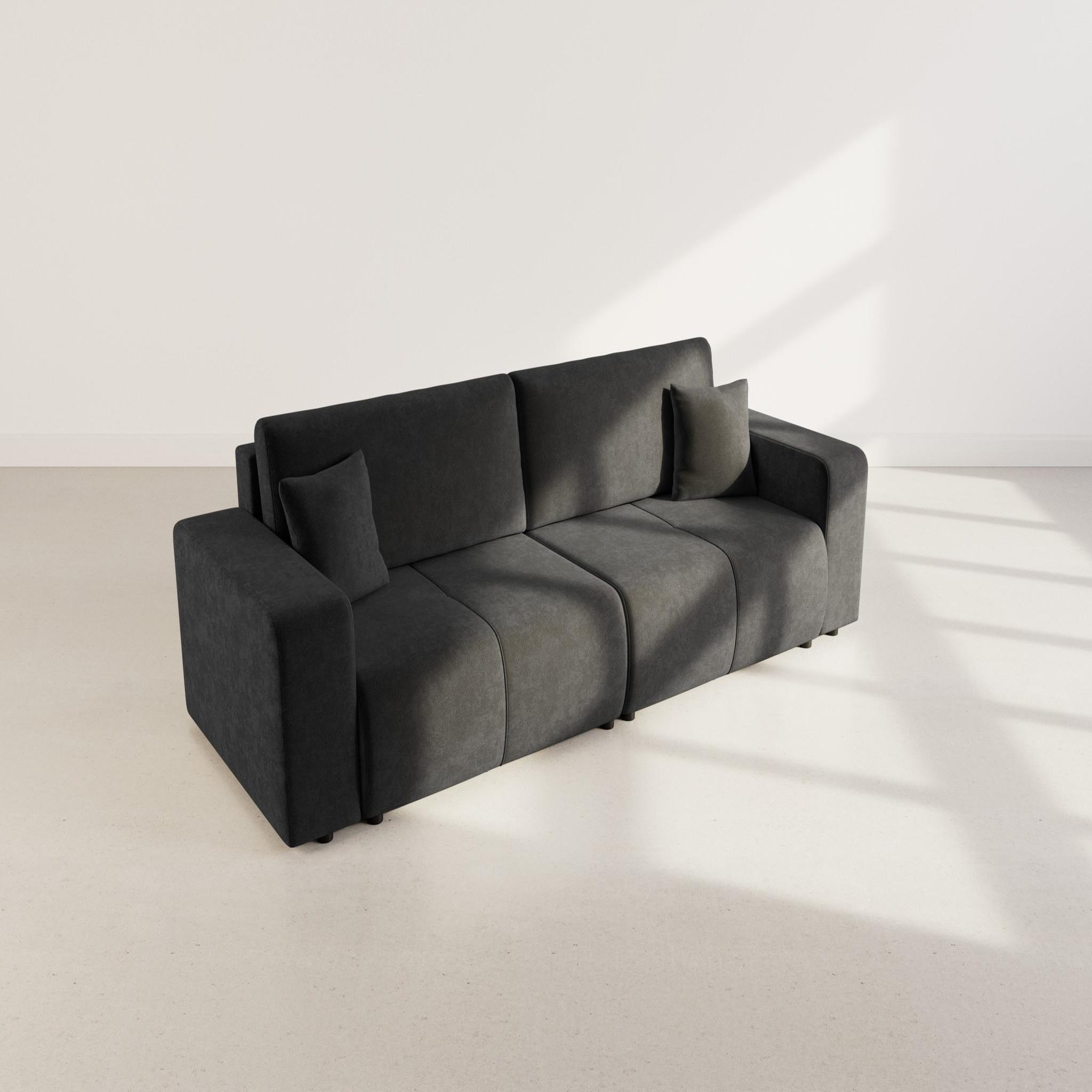 Voir la diapositive 6 : BEST MOBILIER Nicole - canapé droit 4 places convertible avec coffre en tissu