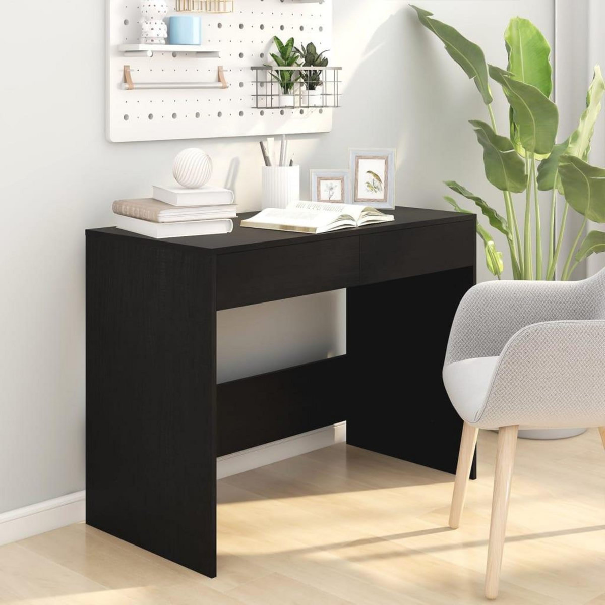 VIDAXL Bureau Noir 101x50x76,5 cm Bois d'ingenierie