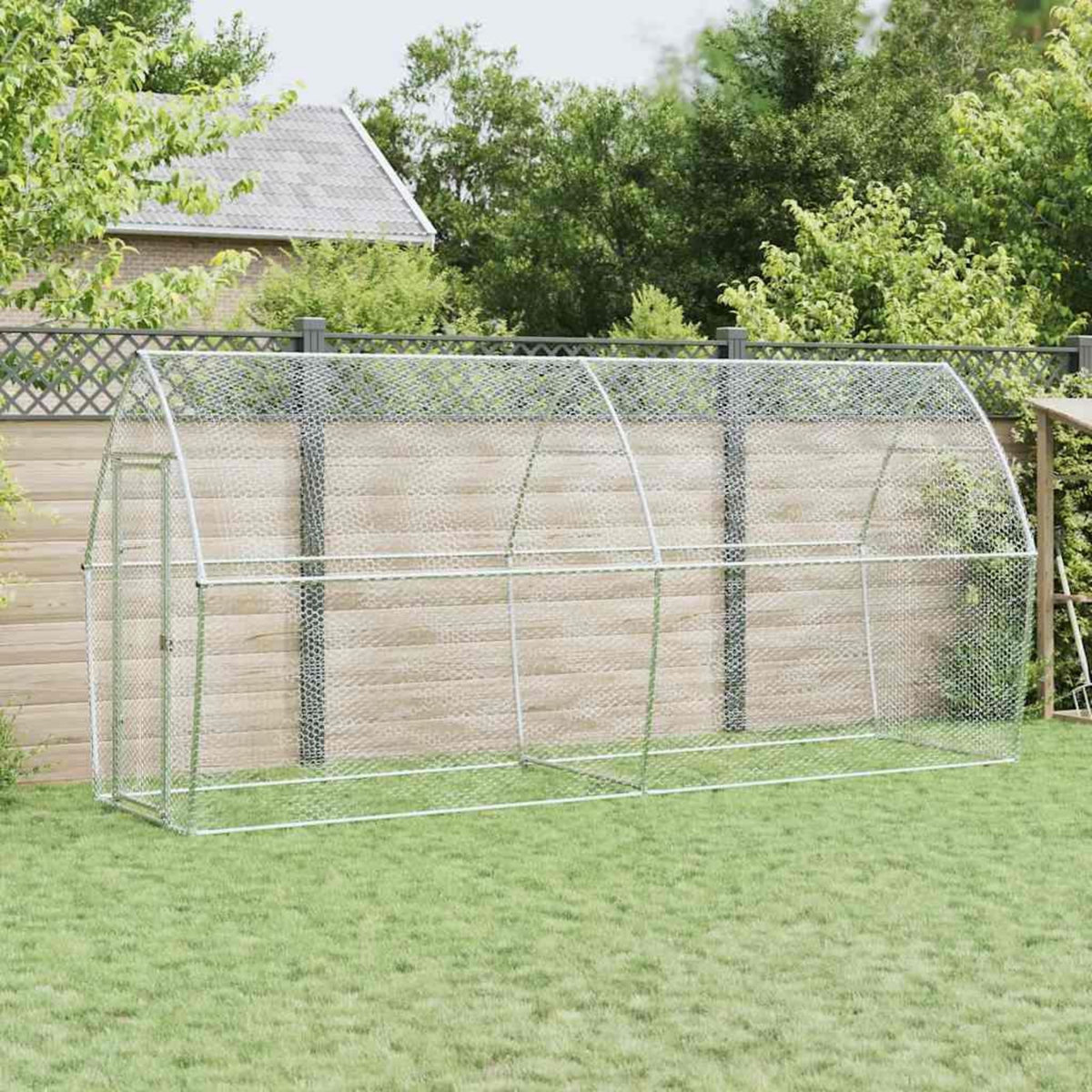 VIDAXL Cage pour poules argente 400x105x182 cm acier galvanise