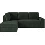 Voir la diapositive 1 : LOUNGITUDE Canapé d'angle gauche 3 places convertible ADEN avec coffre en velours côtelé - Vert foncé - L246 x P174 x H96cm - LOUNGITUD