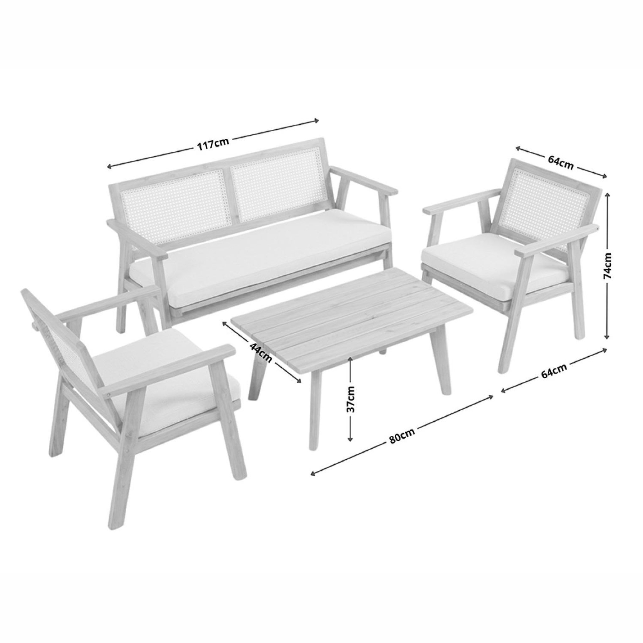 Voir la diapositive 3 : CONCEPT USINE Salon de jardin 4 places en acacia et cannage hanoi