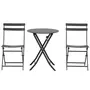 OUTSUNNY Salon de jardin bistro pliable - table ronde Ø 60 cm avec 2 chaises pliantes - métal thermolaqué gris