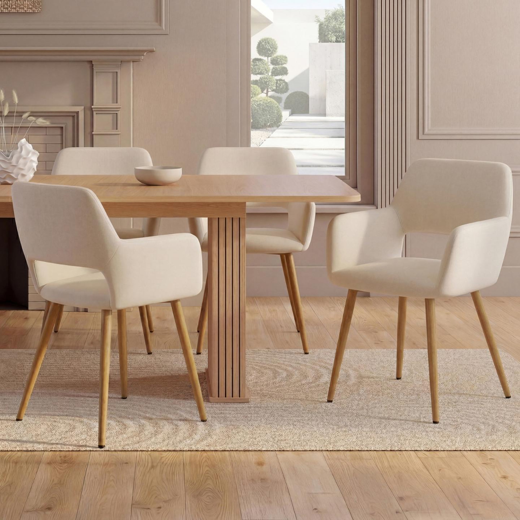 Voir la diapositive 2 : ID MARKET Lot de 4 chaises de salle à manger, fauteuils de table holy en velours beige