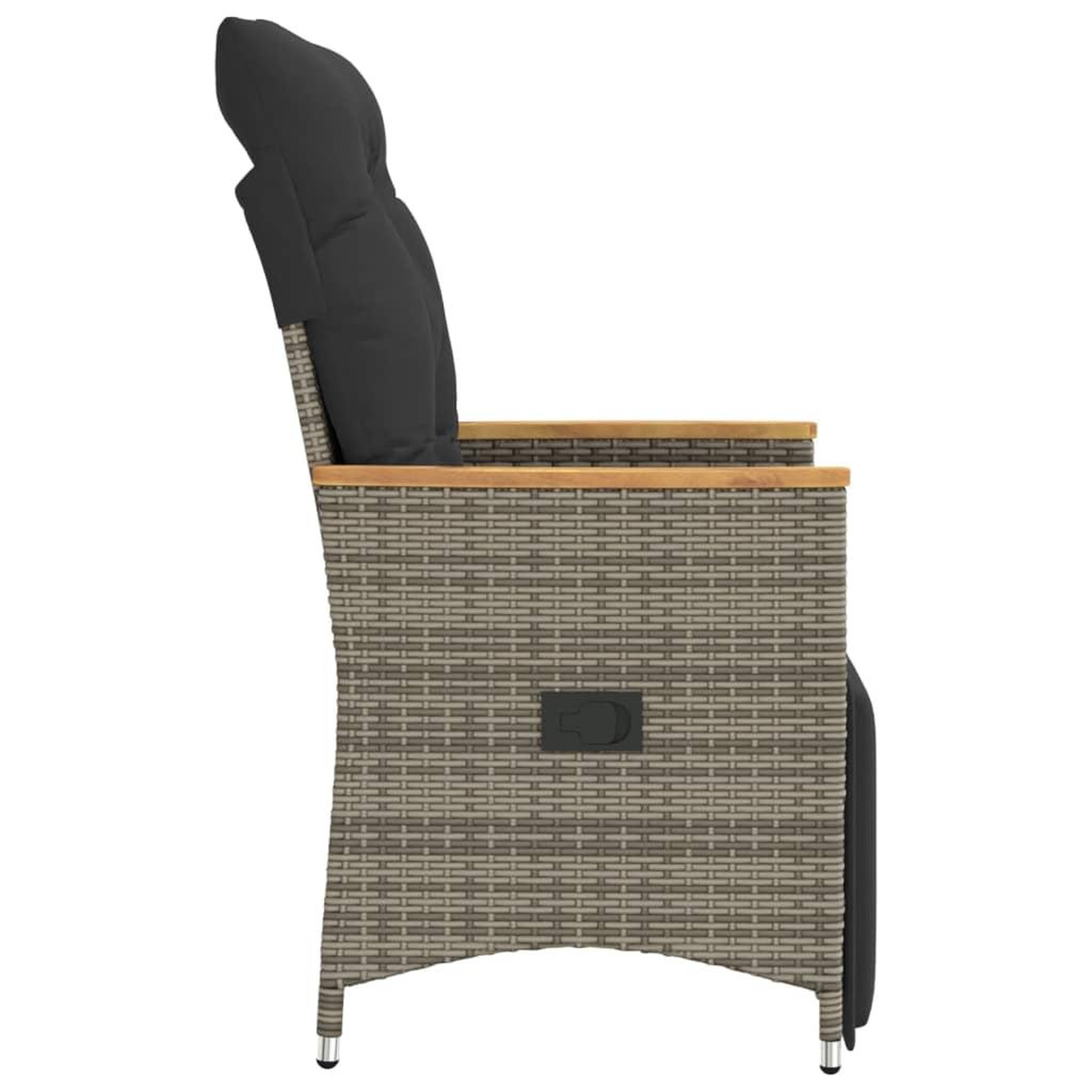 Voir la diapositive 5 : VIDAXL Chaises inclinables de jardin lot de 2 et coussins gris rotin