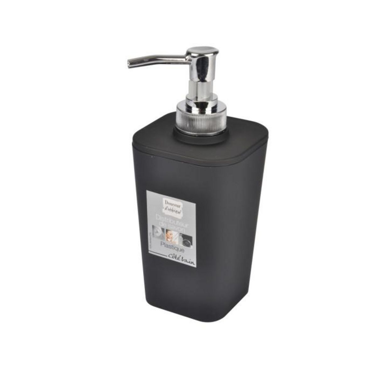 Paris Prix Distributeur de Savon Soft Touch  Vitamine II  17cm Noir