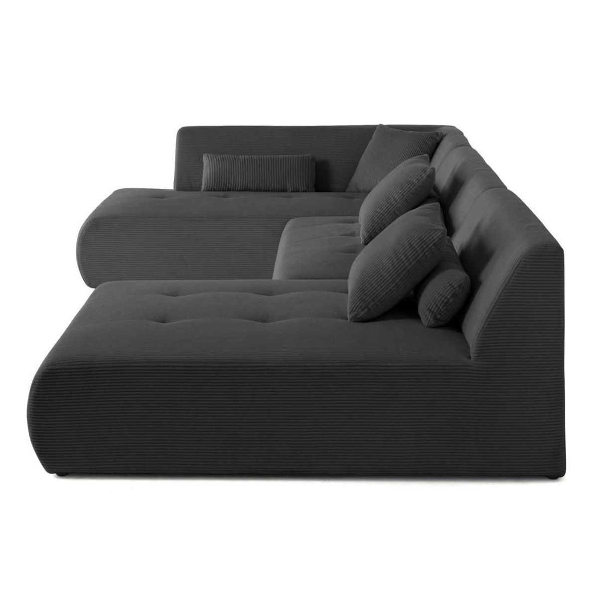 LISA DESIGN Onyx - canapé panoramique modulable d'angle gauche 7 places - en velours côtelé