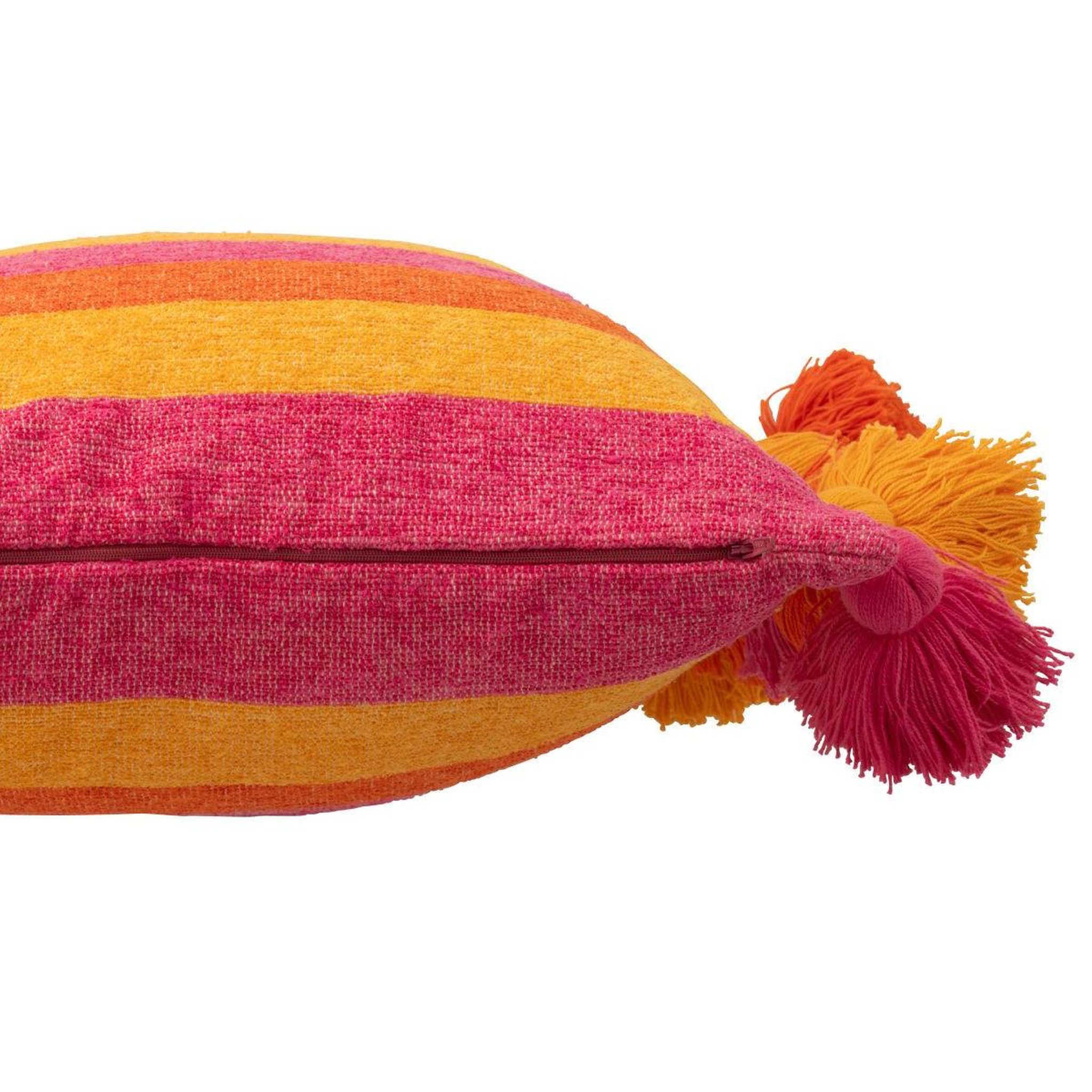 Voir la diapositive 2 : J-LINE Coussin déco à pompons  polly  50x50cm multicolore