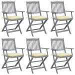 VIDAXL Chaises pliables d'exterieur lot de 6 et coussins Bois d'acacia