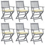 Voir la diapositive 1 : VIDAXL Chaises pliables d'exterieur lot de 6 et coussins Bois d'acacia