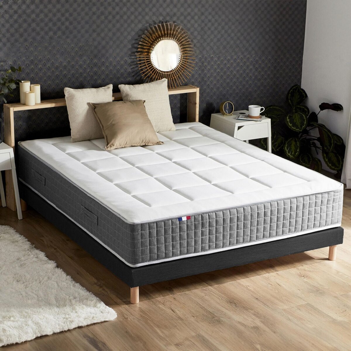 IDLITERIE Matelas ressorts ensachés 7 zones MAX - soutien ferme et réversible