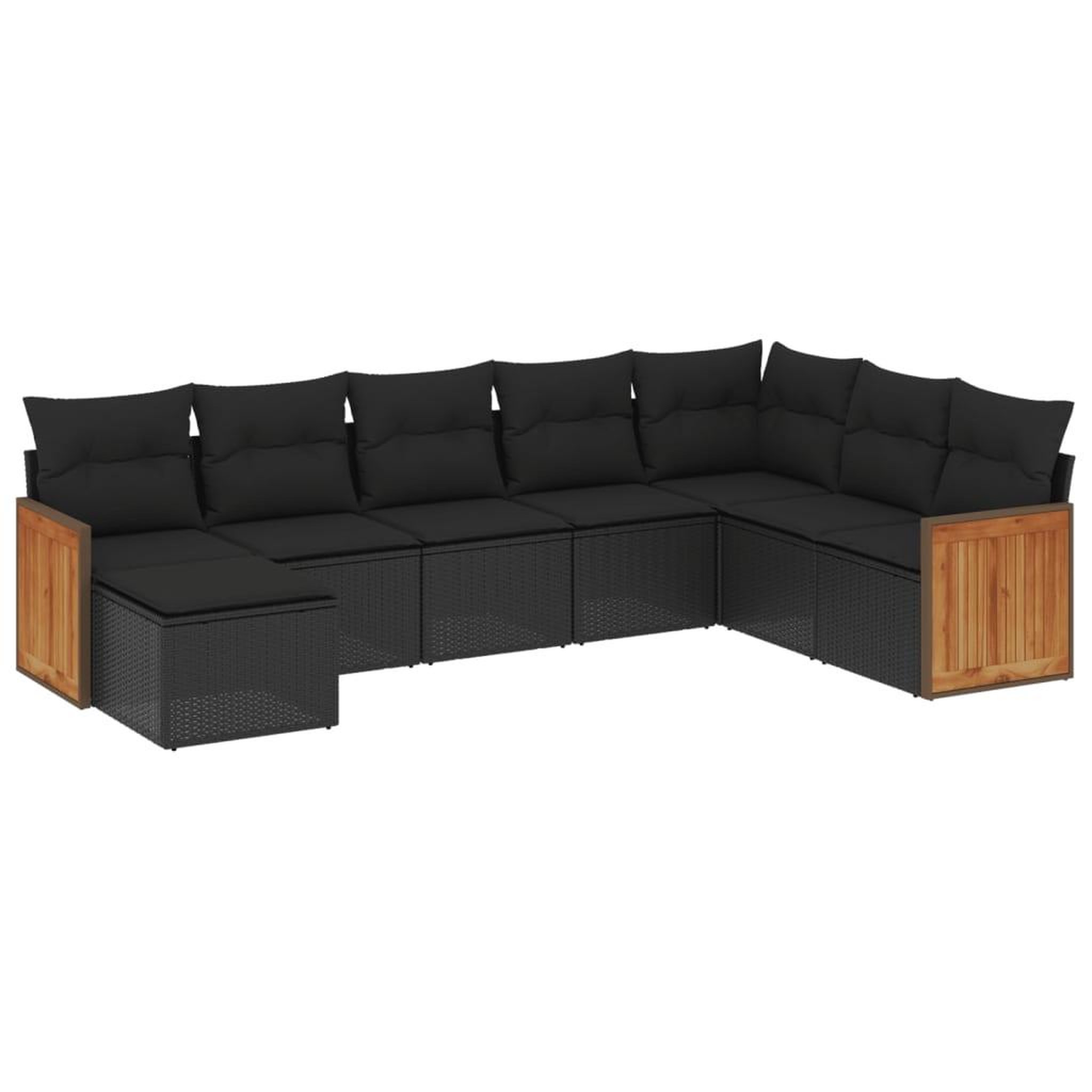 Voir la diapositive 2 : VIDAXL Salon de jardin 8 pcs avec coussins noir resine tressee