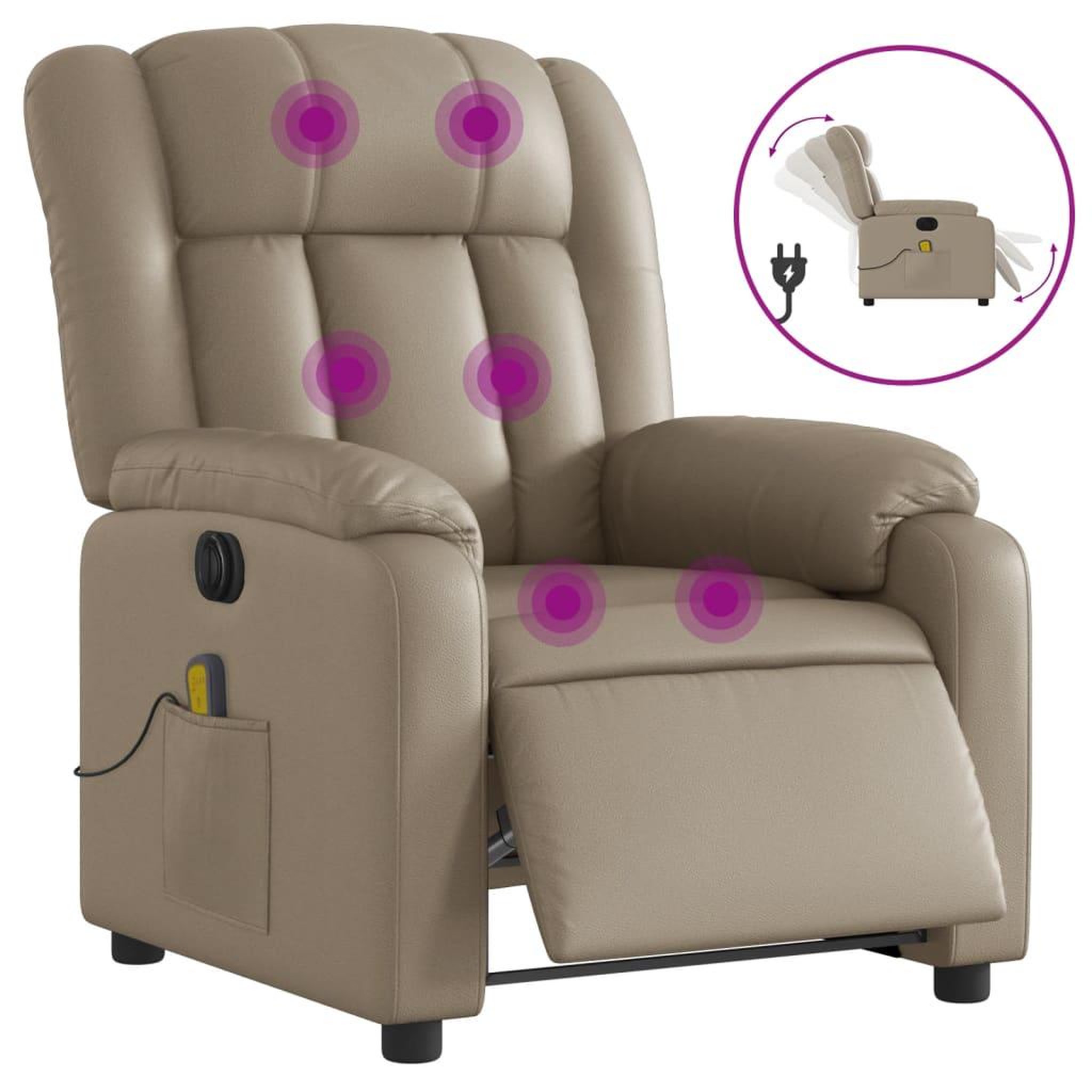 Voir la diapositive 2 : VIDAXL Fauteuil de massage inclinable electrique cappuccino similicuir