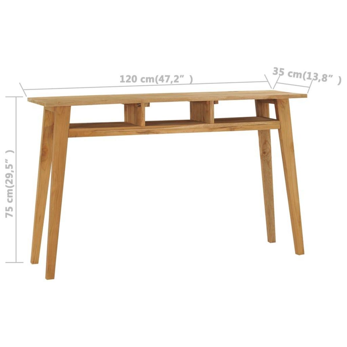 VIDAXL Table console 120x35x75 cm Bois de teck massif