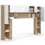 Voir la diapositive 4 : ID MARKET Pont de lit BRIDGET 226 cm avec rangements bois et blanc