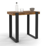 ID MARKET Table haute de bar PHOENIX bois foncé effet vieilli et noir 90 cm