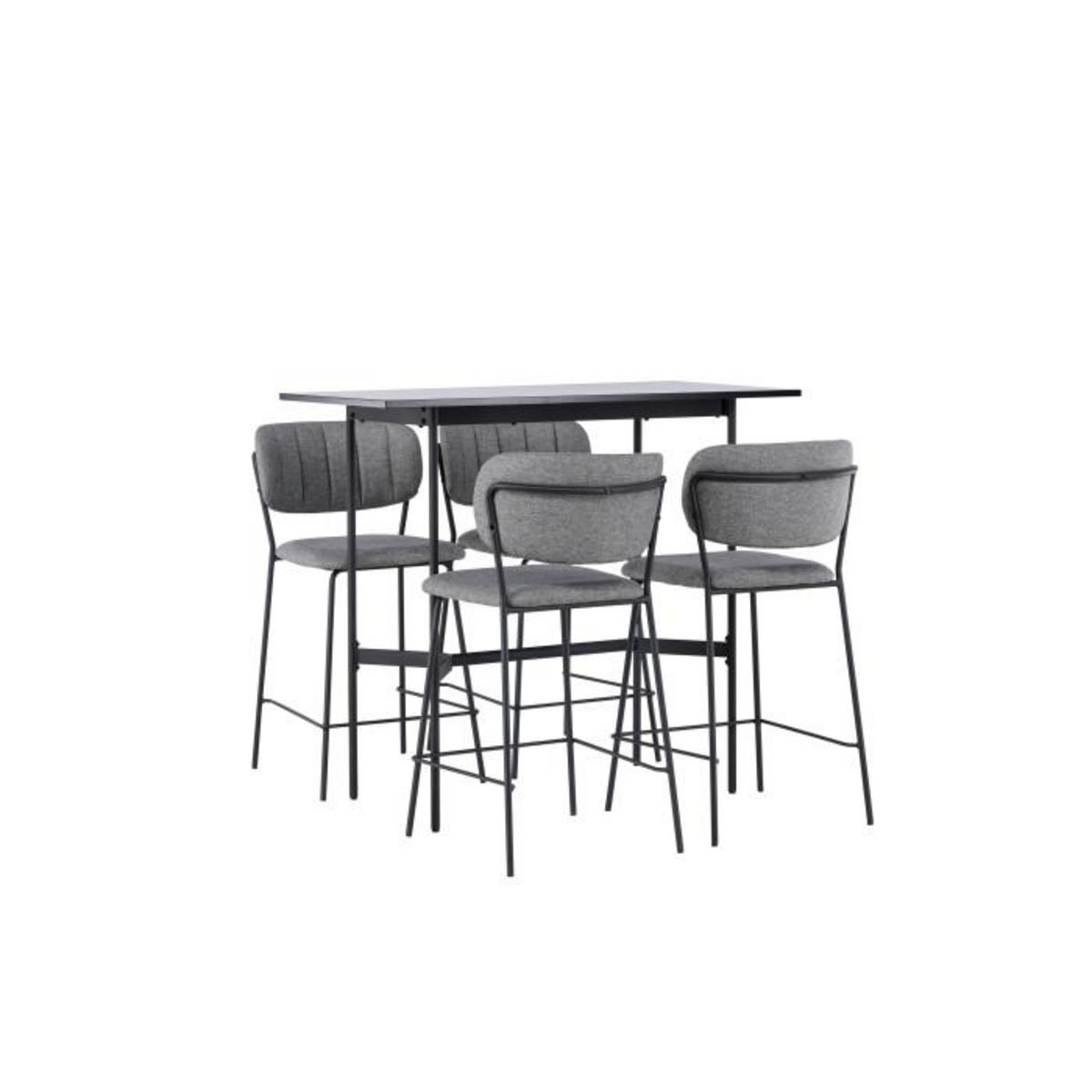Paris Prix Ensemble Table de Bar & 4 Chaises  Rax & Bell  120cm Noir & Gris