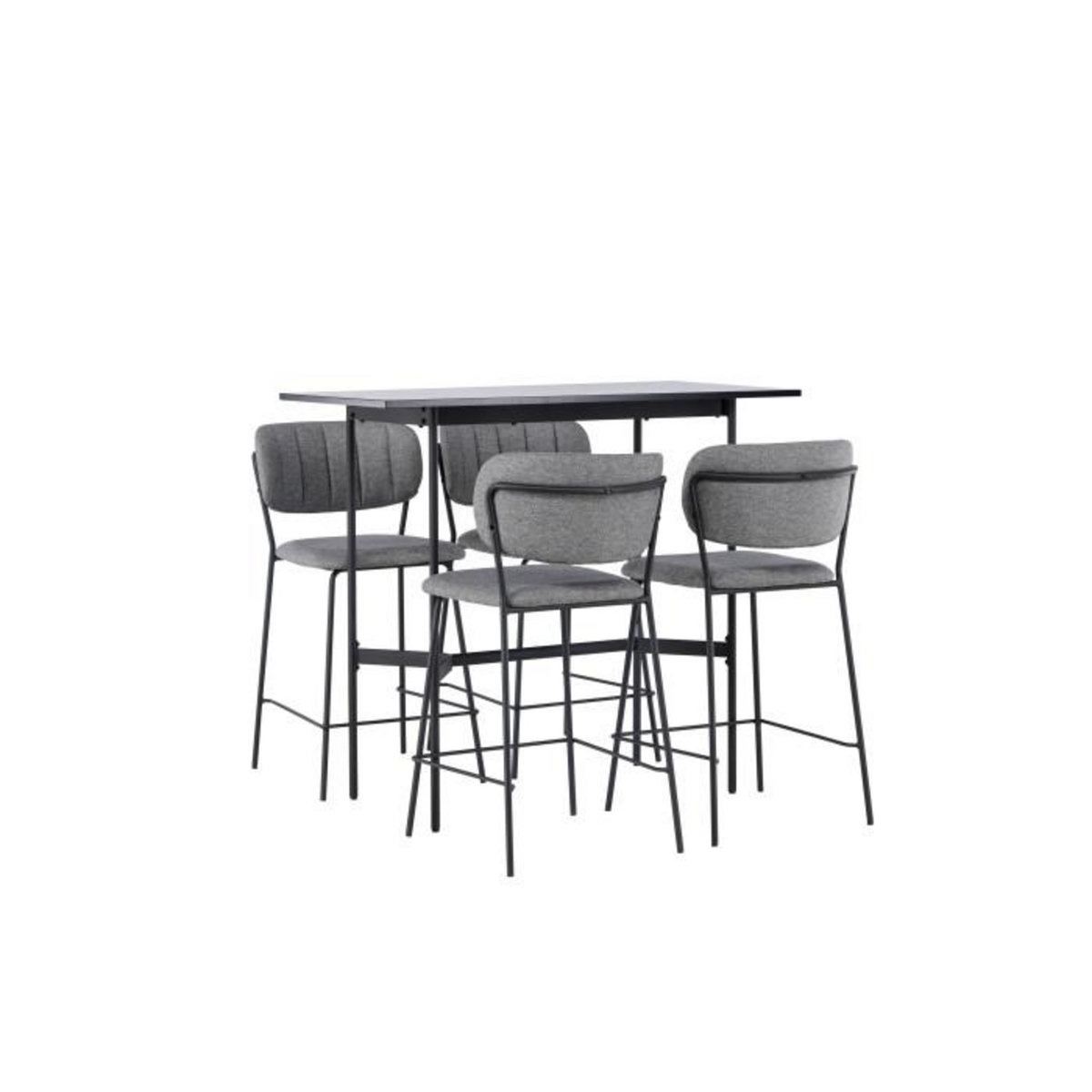 Paris Prix Ensemble Table de Bar & 4 Chaises  Rax & Bell  120cm Noir & Gris