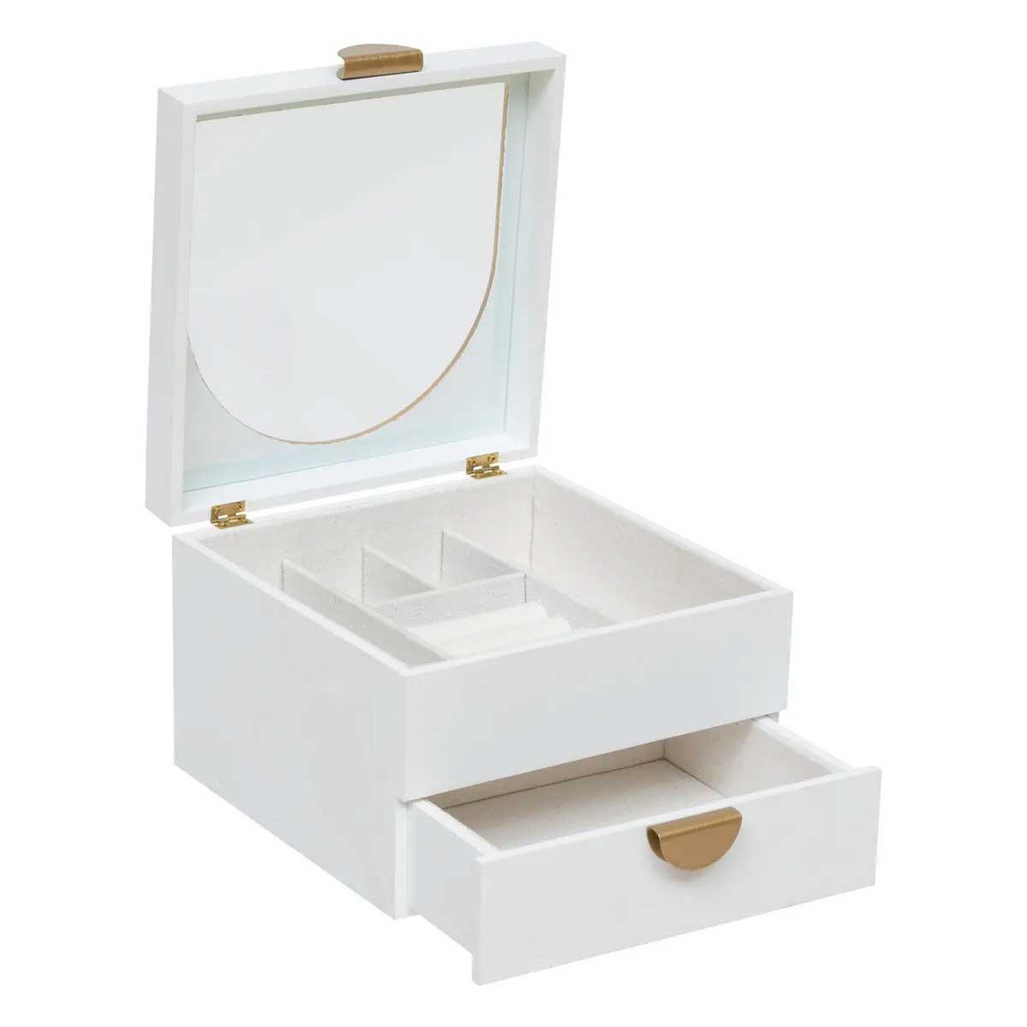 Voir la diapositive 2 : ATMOSPHERA Boîte à bijoux 2 tiroirs  wild romance  20cm blanc