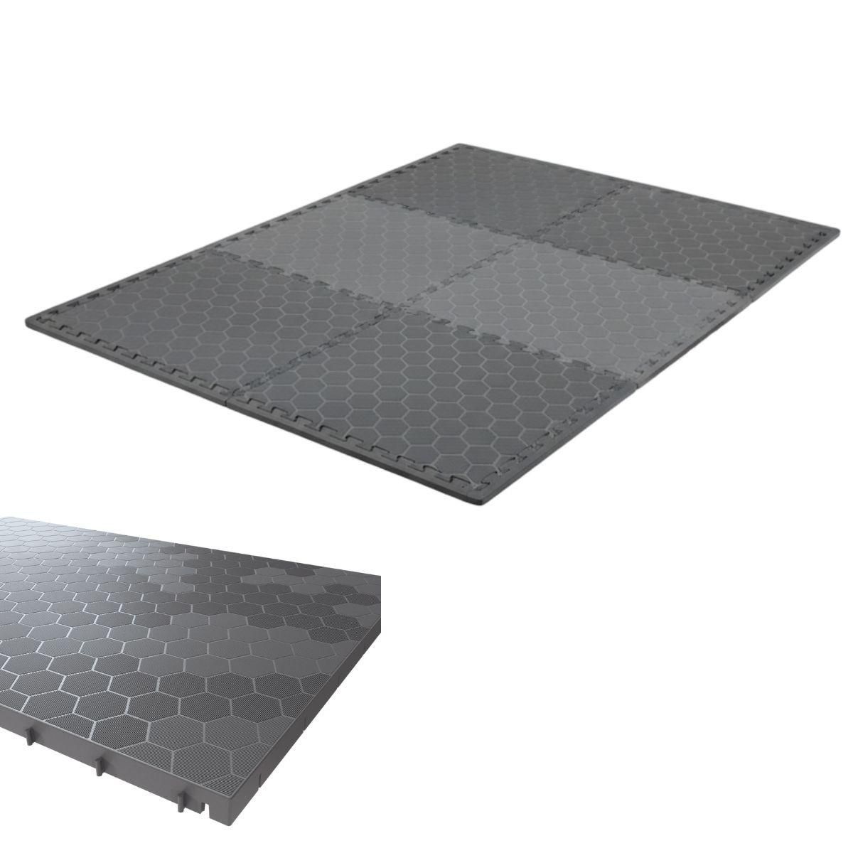 INTEC Lot de 10 Dalles de sol Clipsables Grises 116x76x3 cm Rectangulaire Polypropylène Revêtement de Sol 7.69m2 INTEC