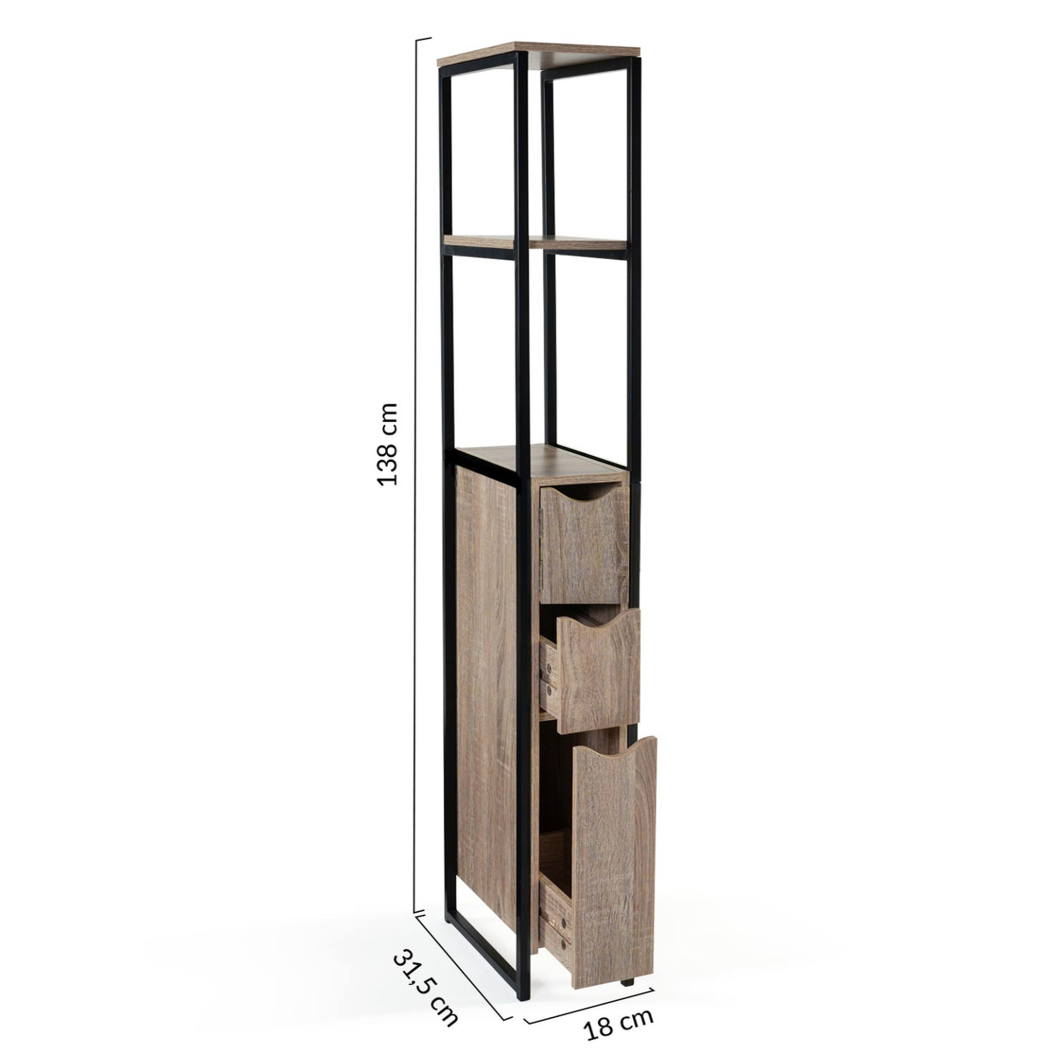 Voir la diapositive 6 : ID MARKET Meuble wc 3 portes detroit design industriel avec étagères