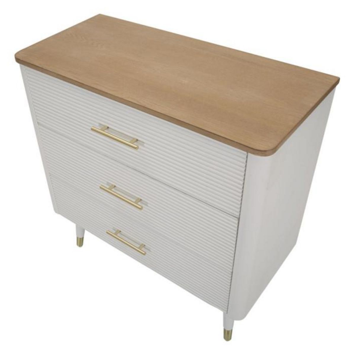 Paris Prix Commode 3 Tiroirs en Bois  Matera  80cm Blanc & Naturel