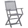 Voir la diapositive 5 : VIDAXL Ensemble a manger de jardin 5 pcs Bois d'acacia massif Gris
