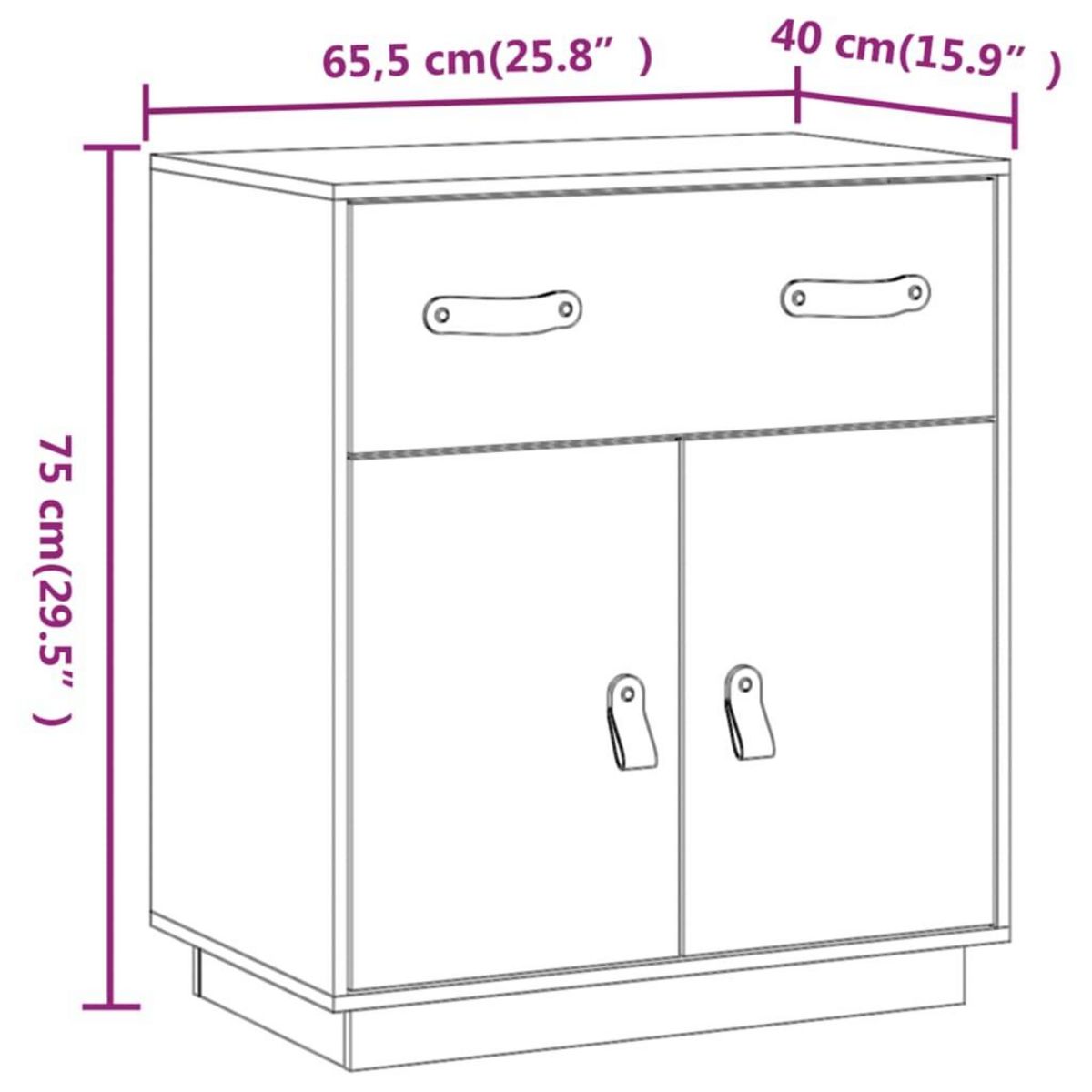 VIDAXL Buffet Blanc 65,5x40x75 cm Bois massif de pin