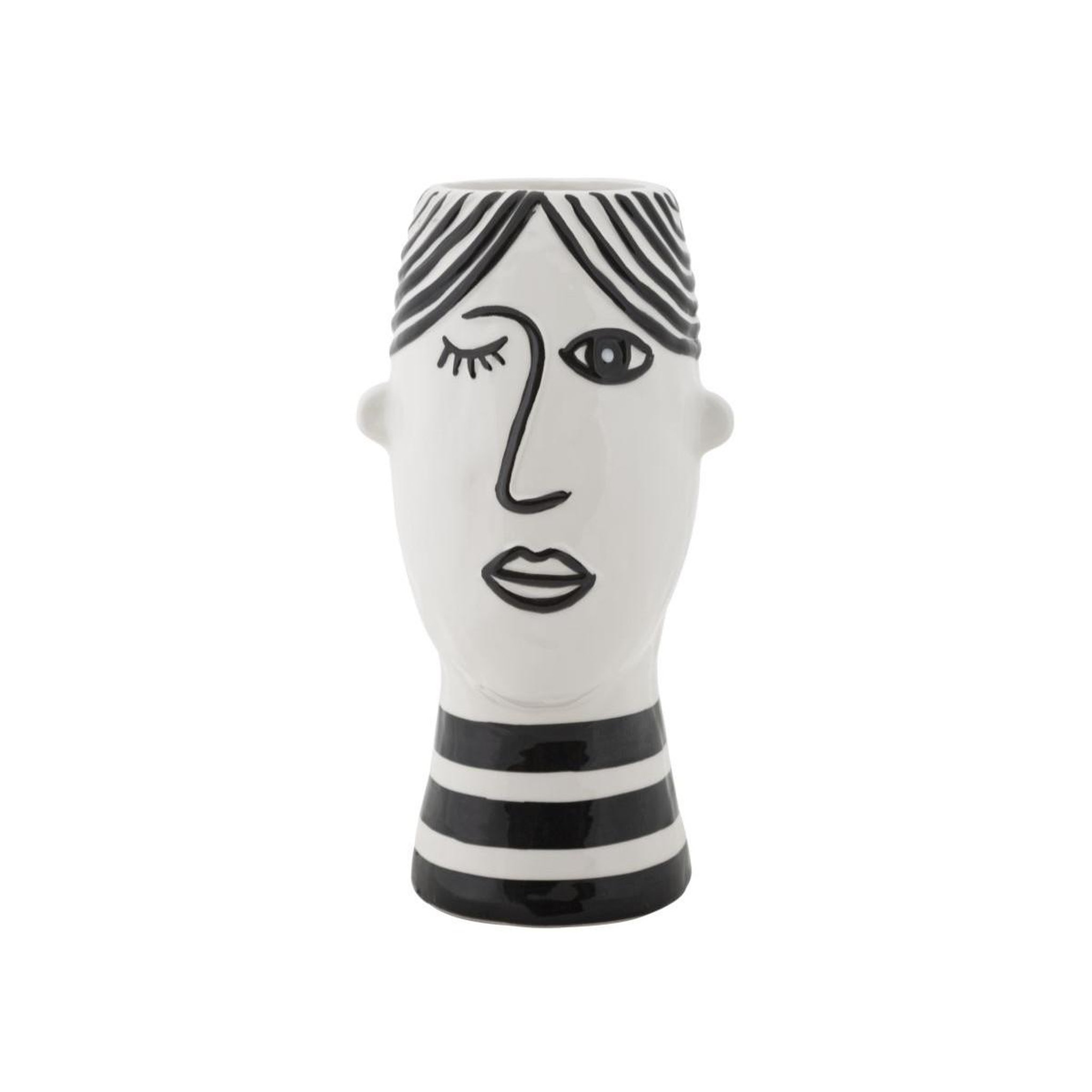 Paris Prix Vase déco visage en porcelaine  face  26cm blanc & noir