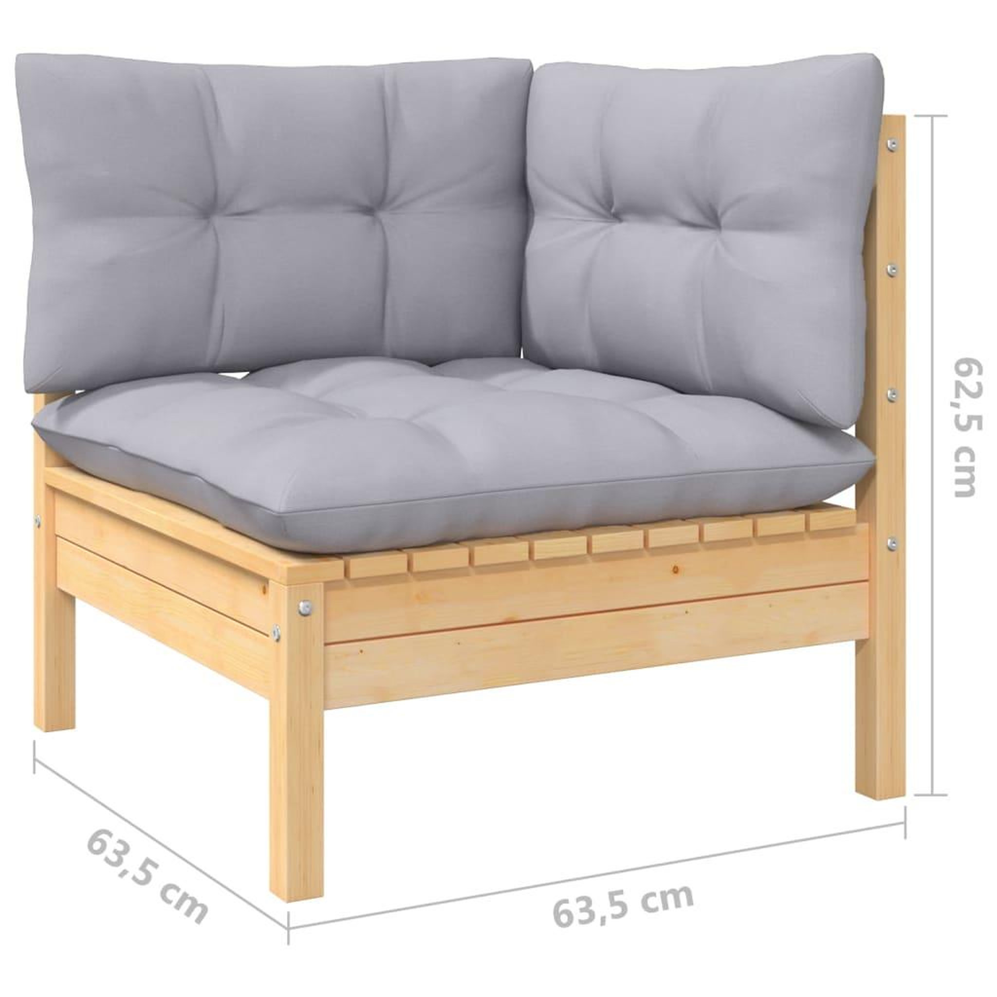 Voir la diapositive 6 : VIDAXL Salon de jardin 7 pcs avec coussins gris bois de pin