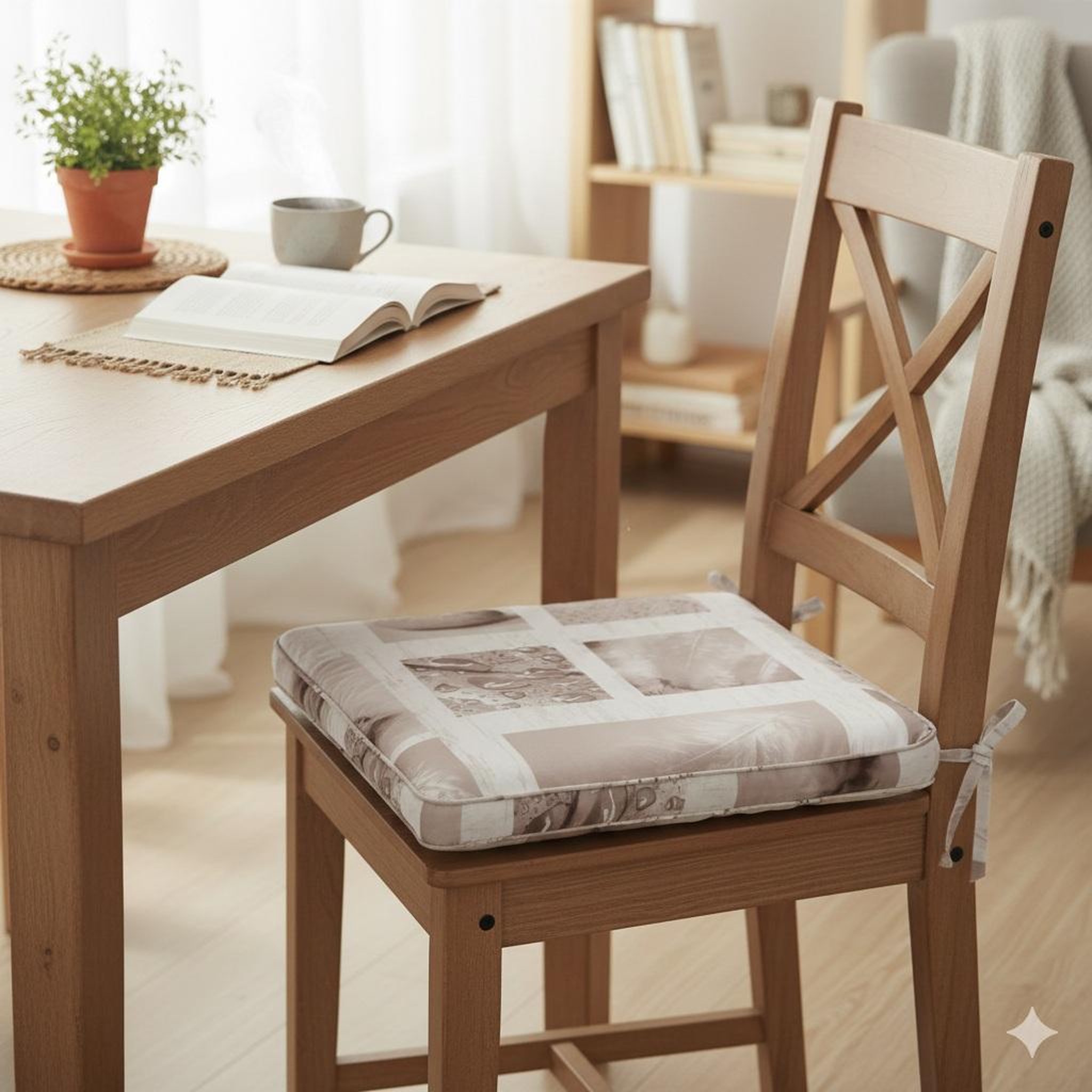 Voir la diapositive 2 : Eden Coussin galette de chaise assise 43 x 37 x 5 cm clarte blanc