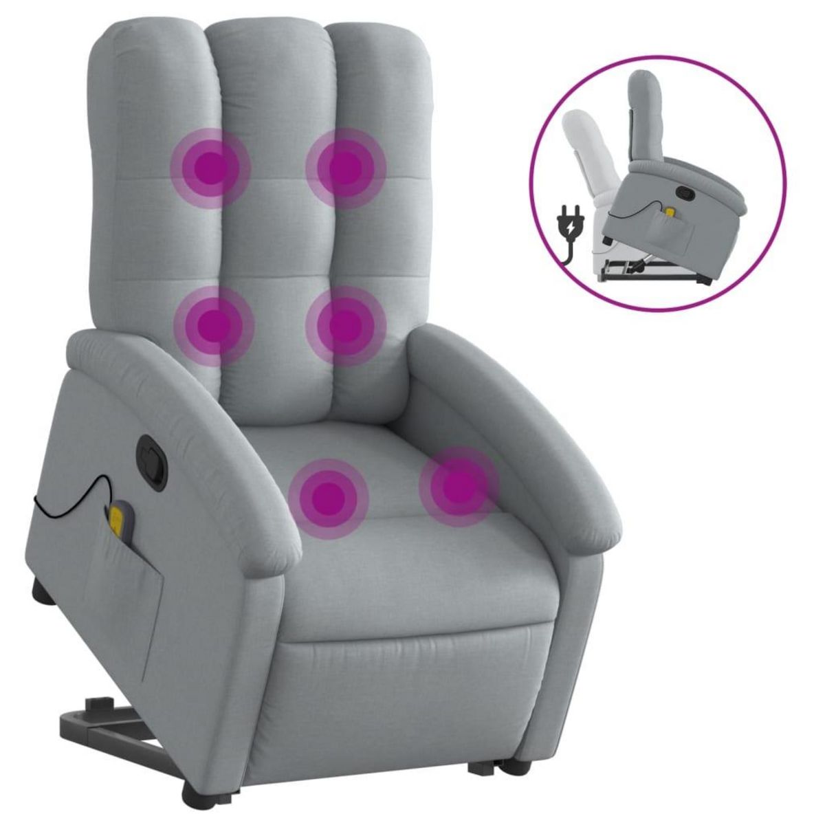 VIDAXL Fauteuil de massage inclinable Gris clair Tissu