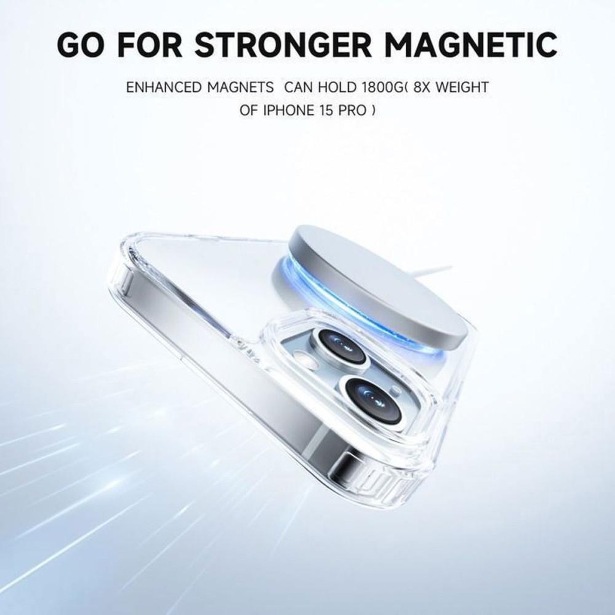 Voir la diapositive 4 : Boîtier iPhone 15 en TPU transparent 5-en-1 avec protections d'écran en verre trempé et protections caméra, compatible MagSafe