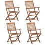 Voir la diapositive 3 : VIDAXL Chaises pliables de jardin lot de 4 avec coussins Bois d'acacia