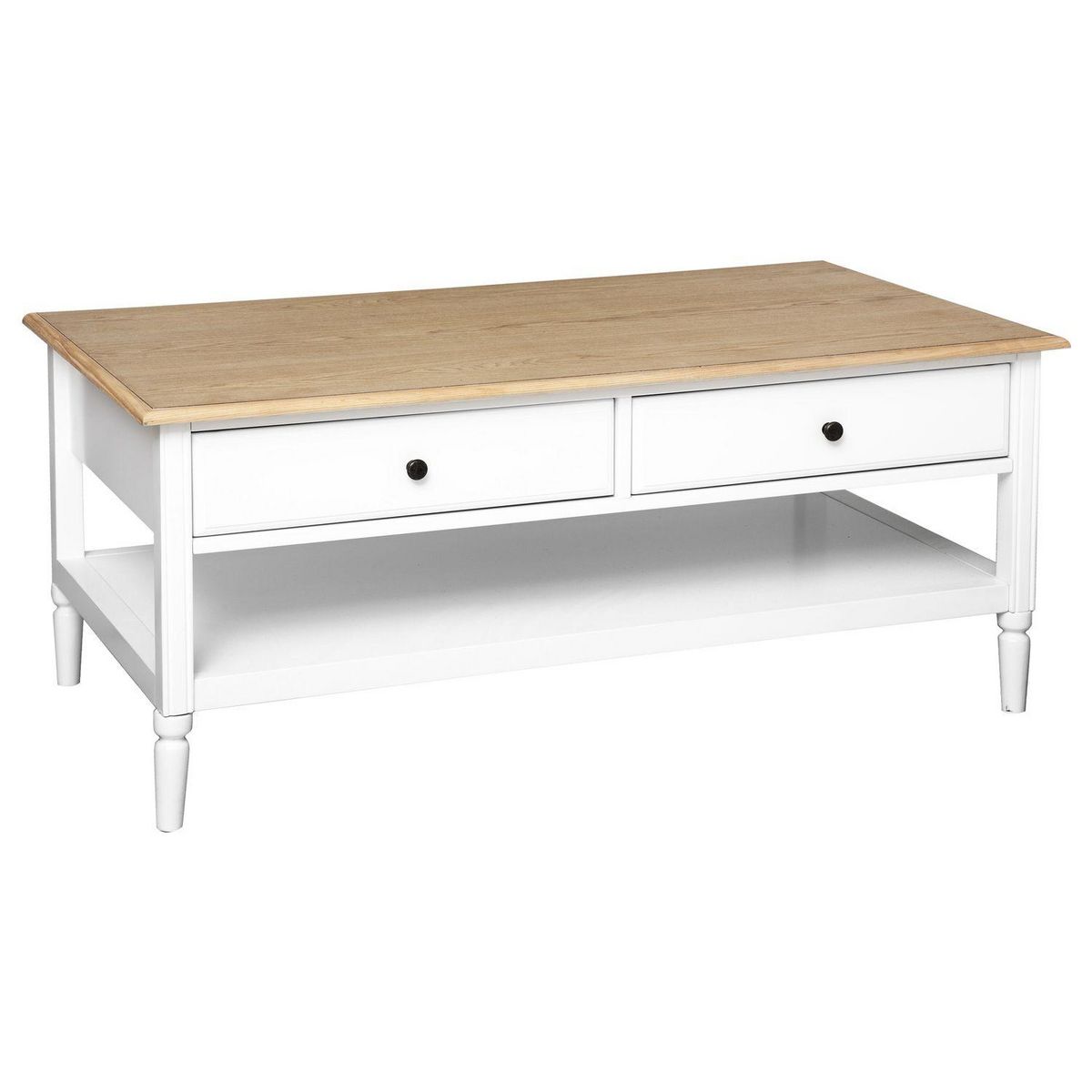 ATMOSPHERA Table basse Solen 4 tiroirs - Pin et Blanc
